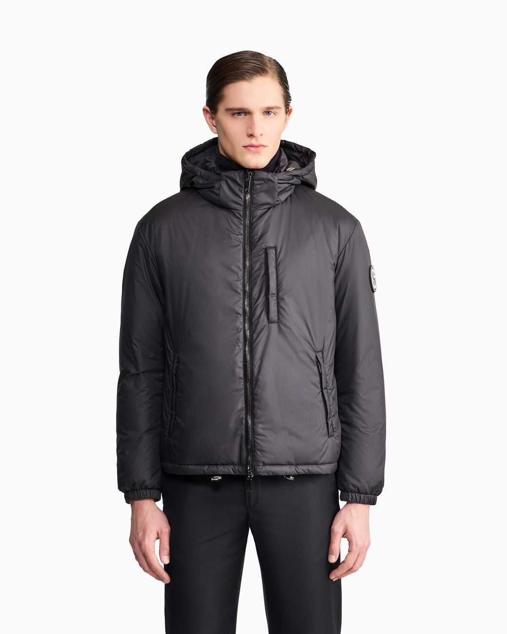 Giorgio Armani Gray Hooded Blouson With Goose-Down Padding for men