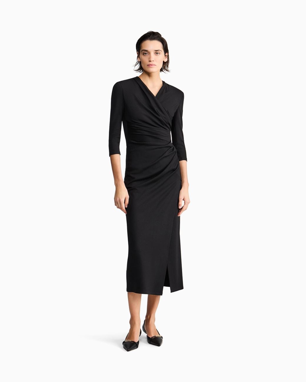 Giorgio Armani Black Viscose Milano-Stitch Midi Dress