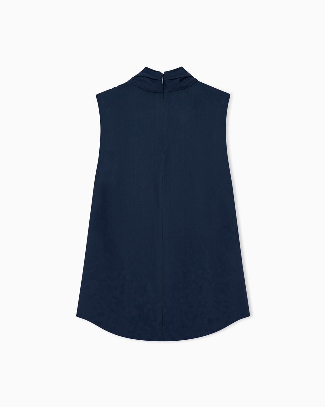 Giorgio Armani Blue Shirt Sleeveless Silk Georgette With Draped Neckline