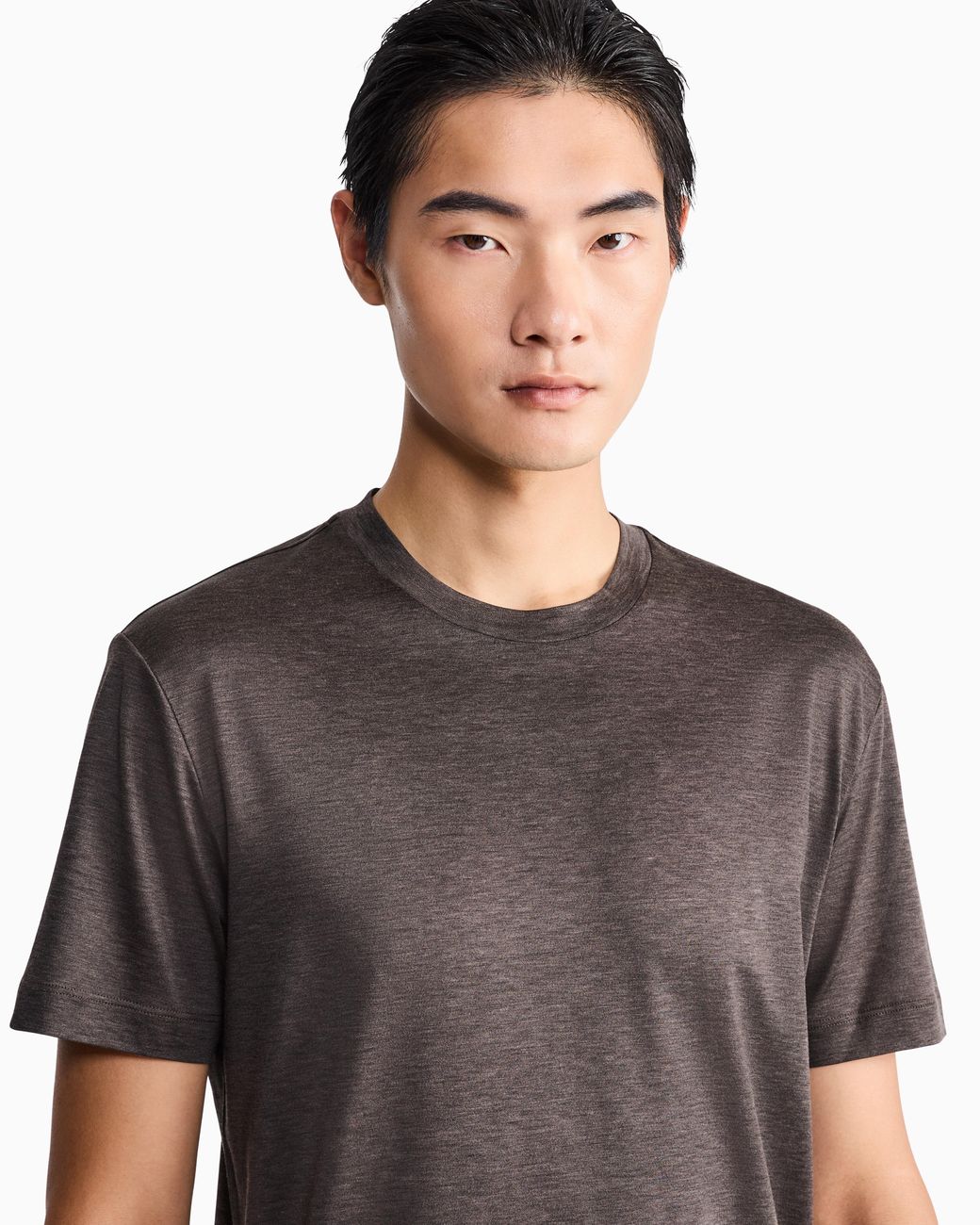 Giorgio Armani Gray Plain-Knit Jersey T-Shirt for men