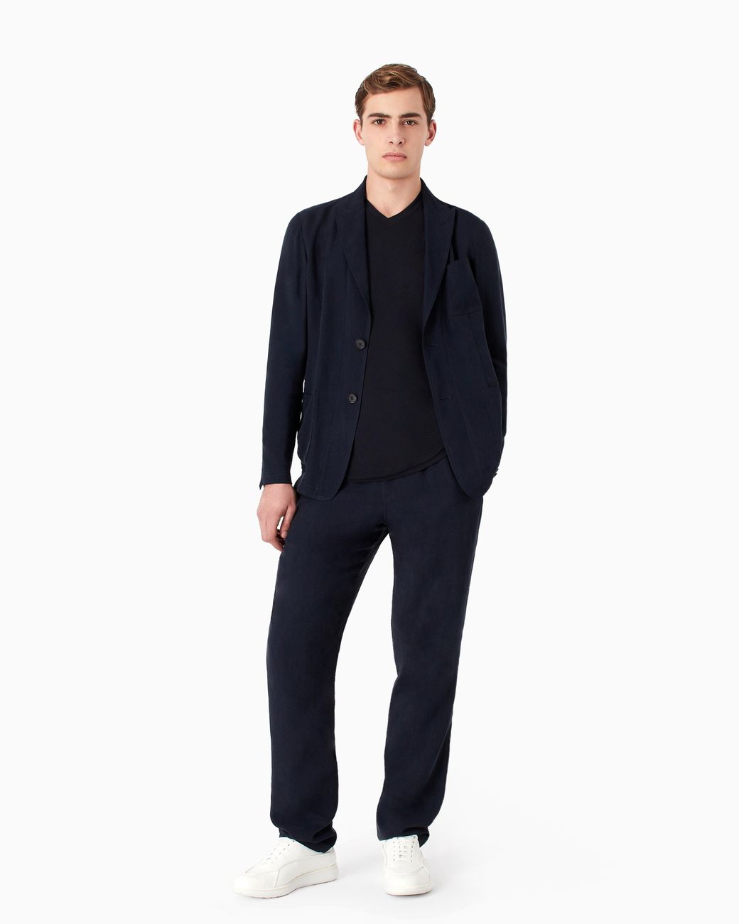 Giorgio Armani Blue Cupro Jacket With A Single-Breasted Two-Button Design Icon for men