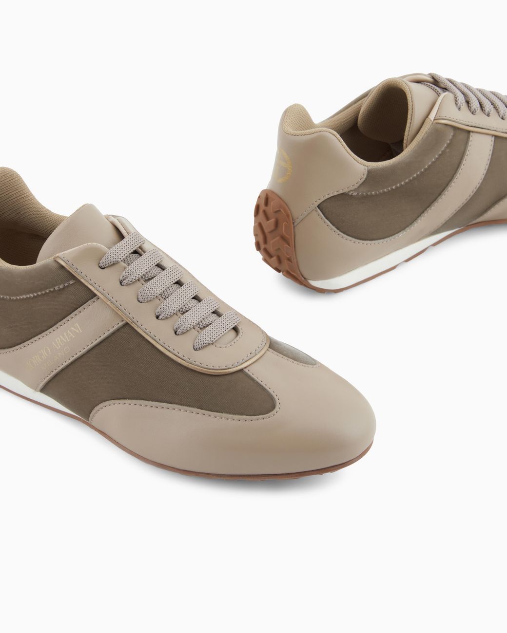 Giorgio Armani White Leather Velvet Sneaker With Laces