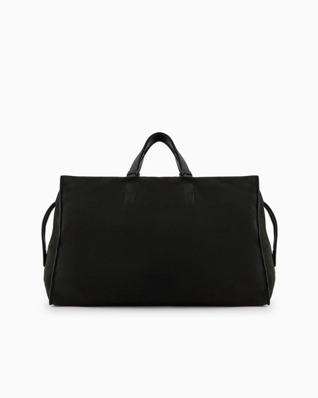 Giorgio Armani Black Suede Travel Duffel Bag With Leather Handles And Zipper for men