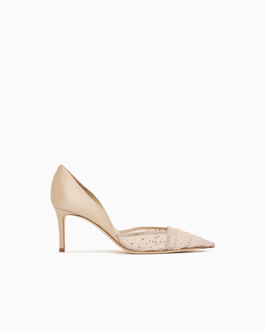 Giorgio Armani White Tulle, Satin And Rhinestone Court Shoes