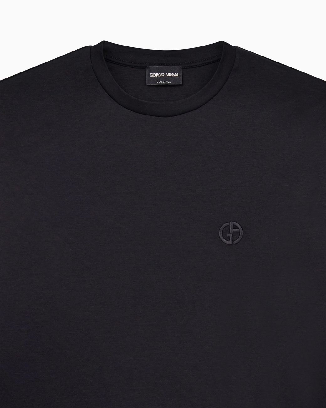 Giorgio Armani Black Short-Sleeve Cotton Interlock T-Shirt With Logo for men