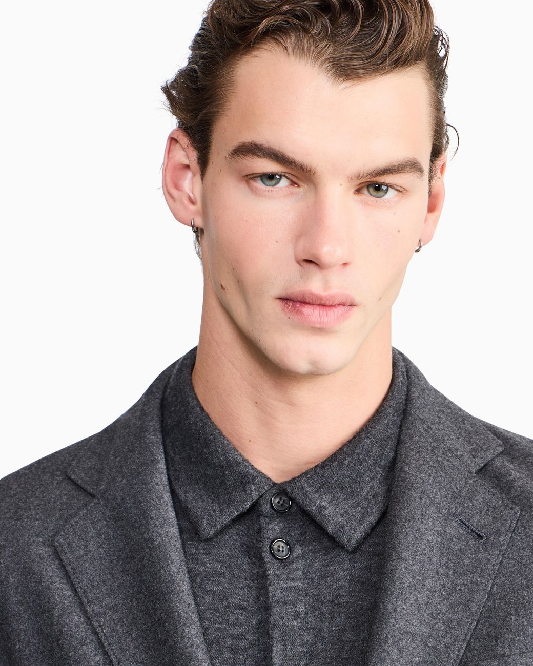 Giorgio Armani Blue Unlined Single-Breasted Stretch Cashmere Jacket With Two Buttons for men