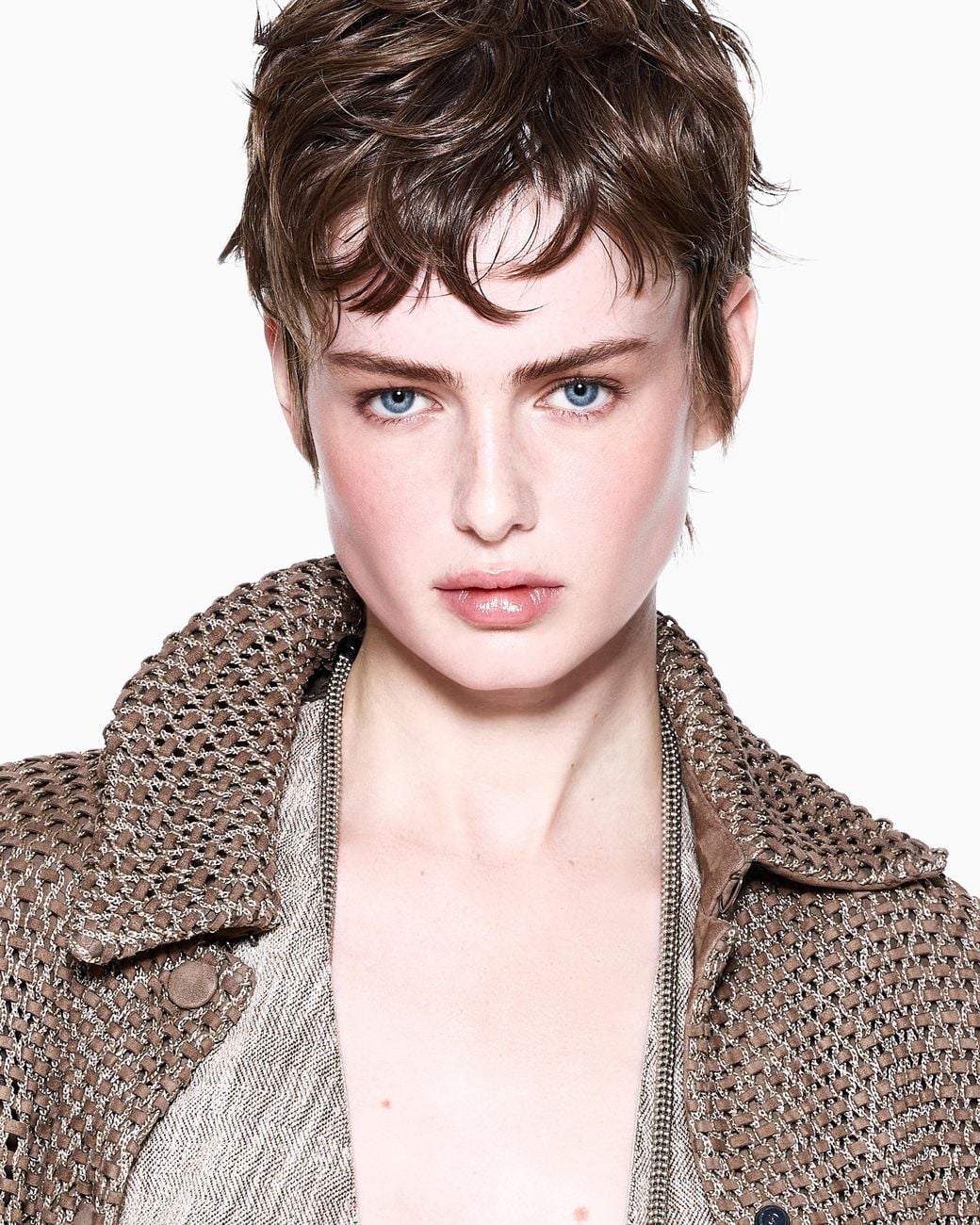 Giorgio Armani Brown Woven Lambskin Suede Blouson