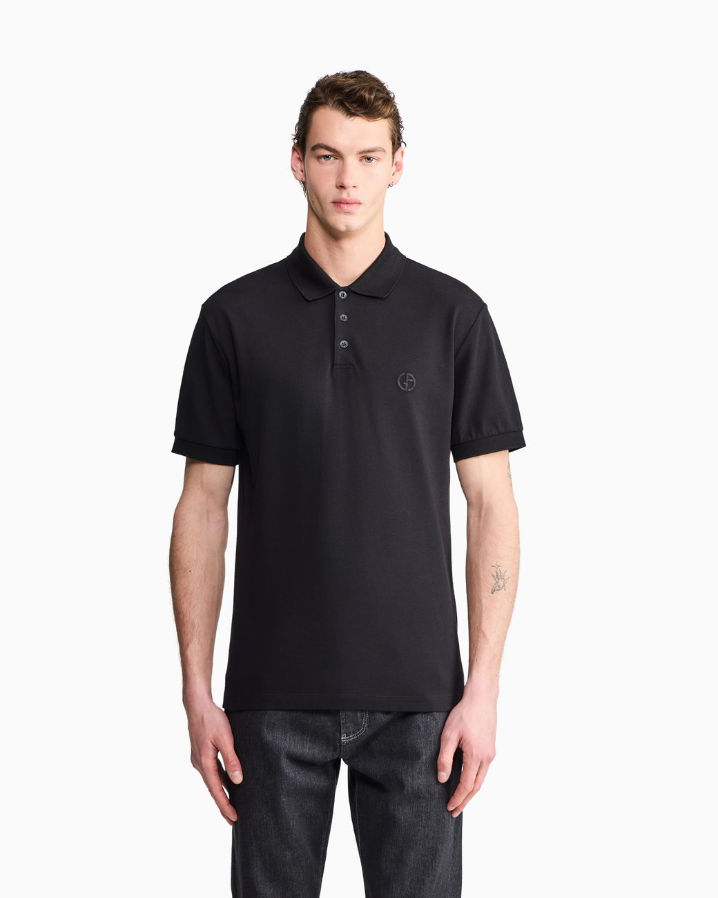 Giorgio Armani Black Slim Fit Polo for men