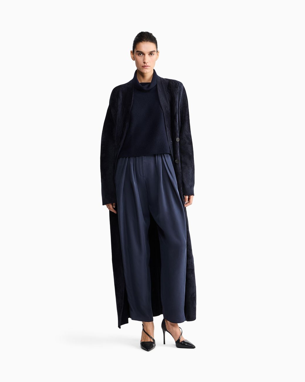 Giorgio Armani Blue Sweater Regular Fit Pure Cashmere Volcano Collar