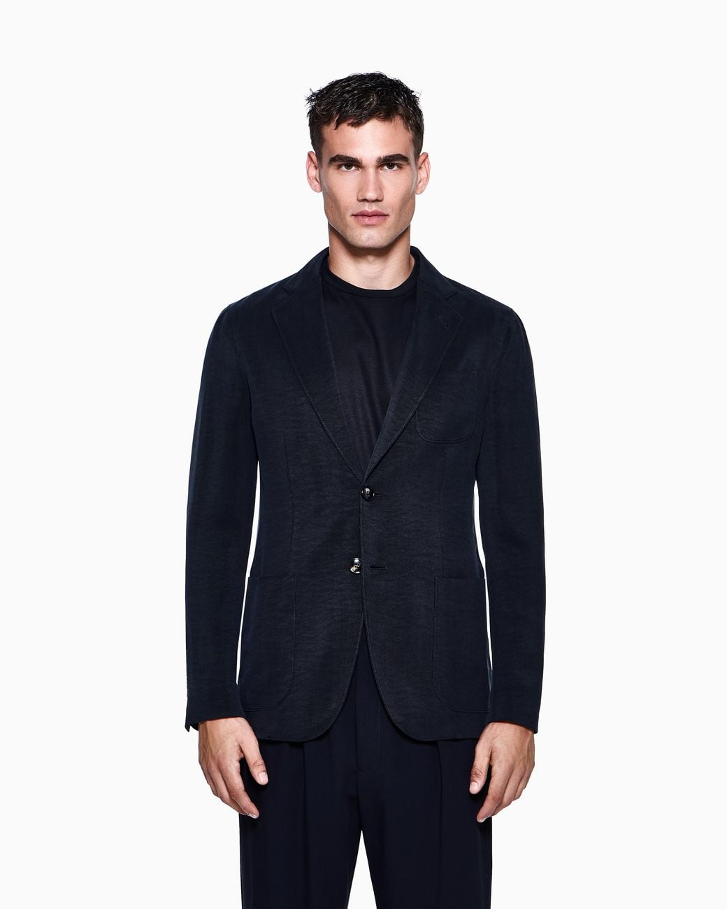 Giorgio Armani Blue Upton Line Single-Breasted Canneté Cupro Jacket for men