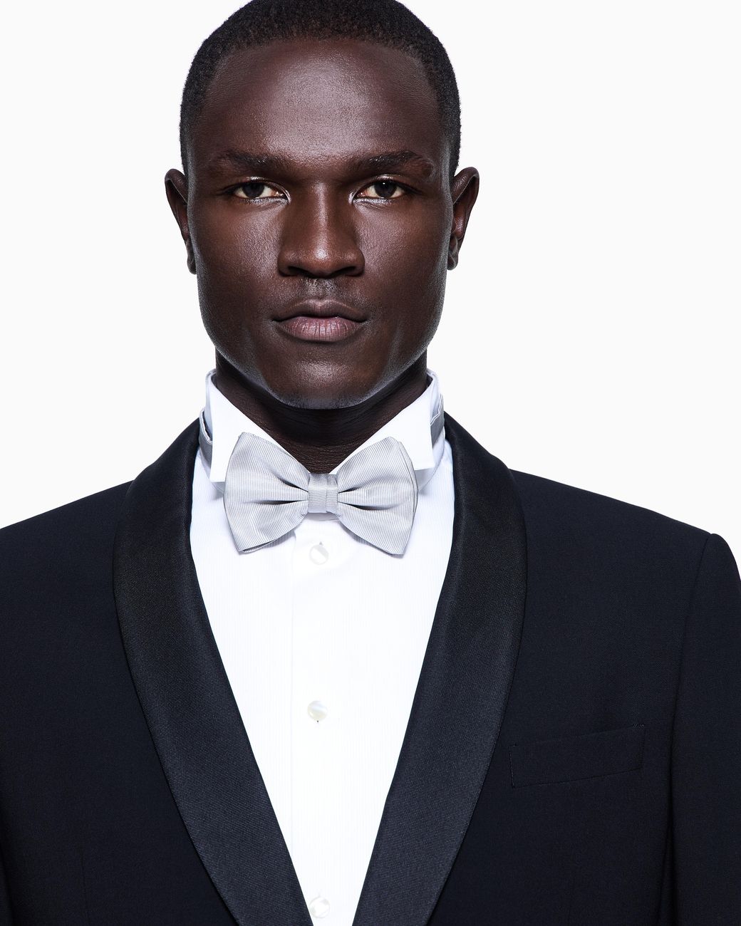 Giorgio Armani White Pure Silk Knotted Bow Tie for men