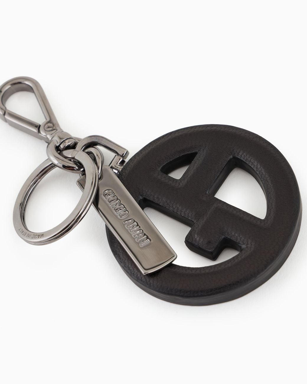 Giorgio Armani White Tassel Keychain With Perforated Circular Detail for men