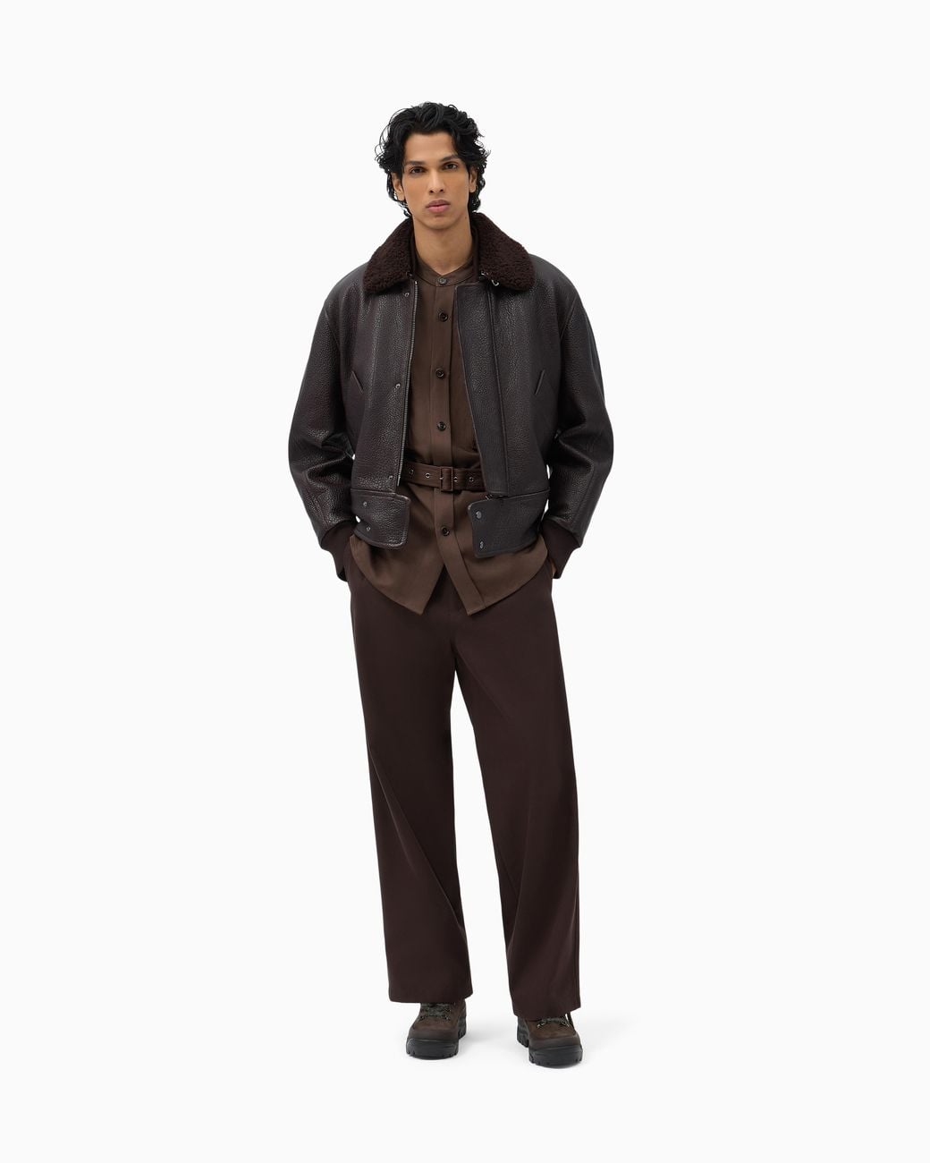 Giorgio Armani Black Leather Jacket X Kith for men
