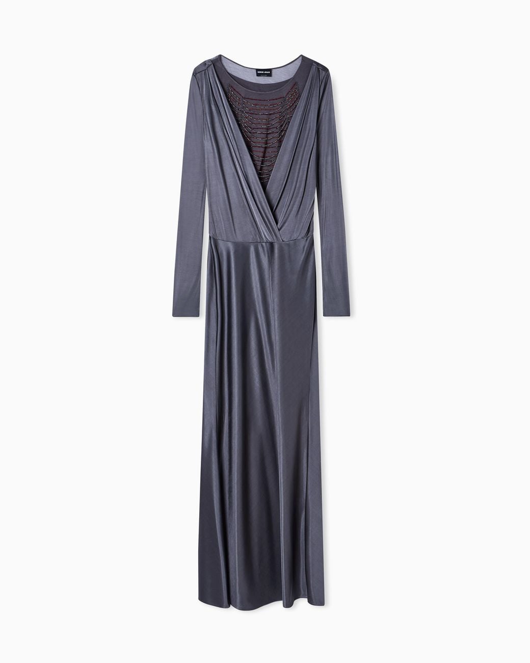 Giorgio Armani Blue Shiny Viscose Jersey Long Dress