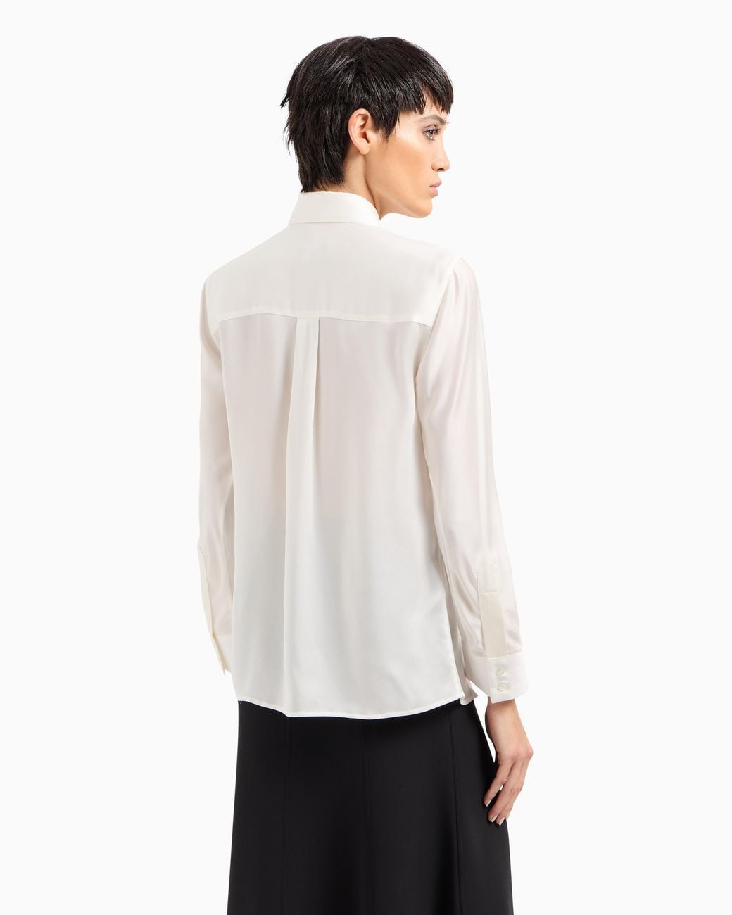 Giorgio Armani White Pure Silk Charmeuse Shirt