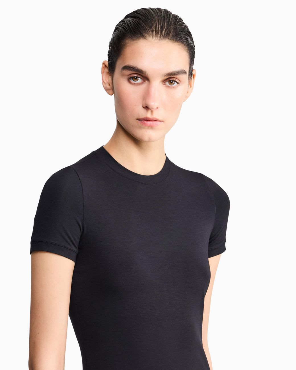 Giorgio Armani Black Jersey T-Shirt With A Crew Neck And Short Sleeves