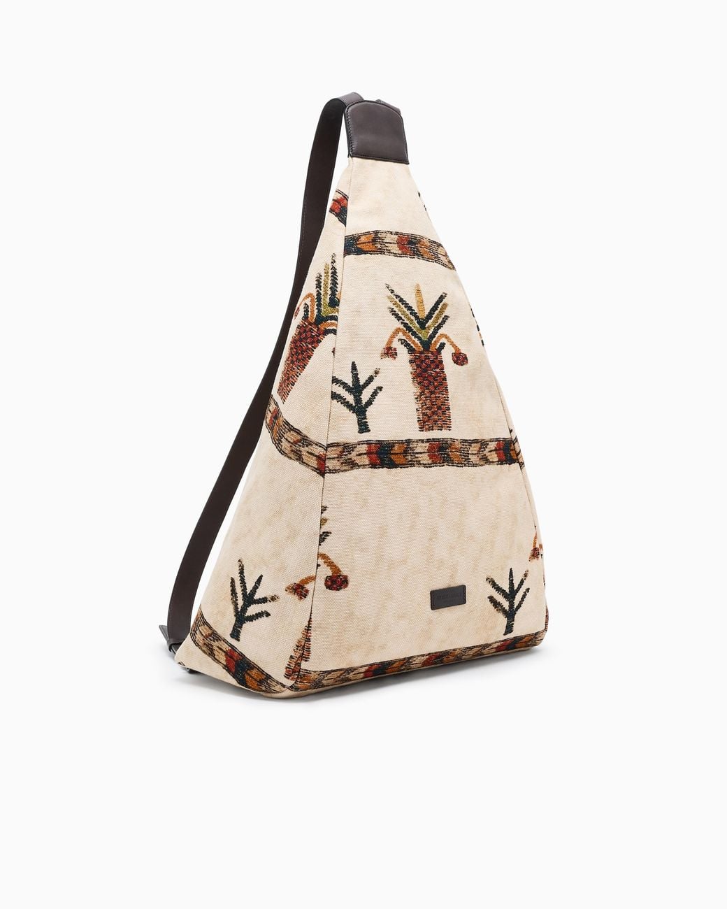 Giorgio Armani White Printed Fabric Backpack Sack for men