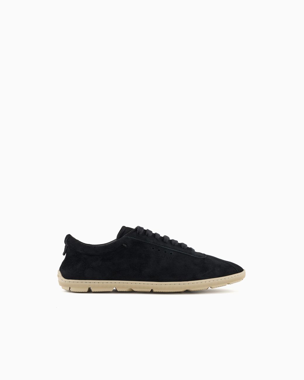 Giorgio Armani Black Low-Top Suede Lace-Up Sneakers With Rubber Sole for men