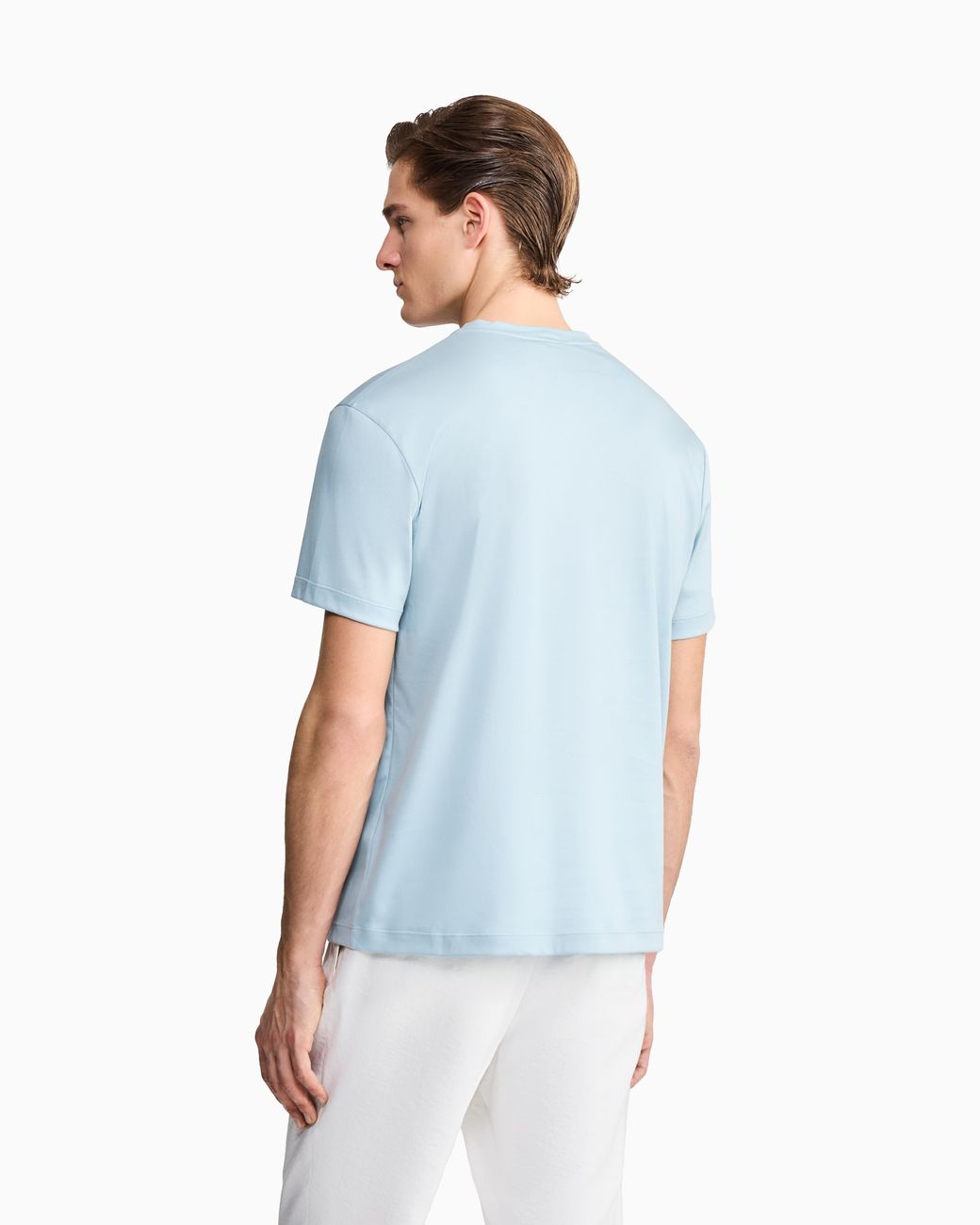 Giorgio Armani Blue Short-Sleeve Cotton Interlock T-Shirt With Logo for men