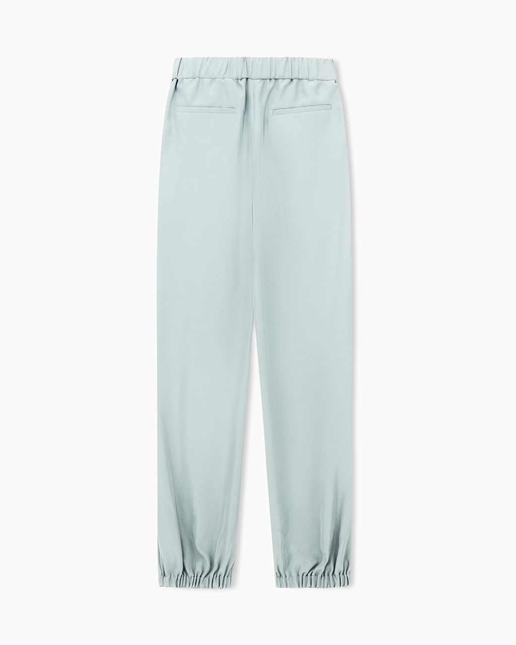 Giorgio Armani Blue Trousers Regular Fit Washed Silk With Elasticated Hem