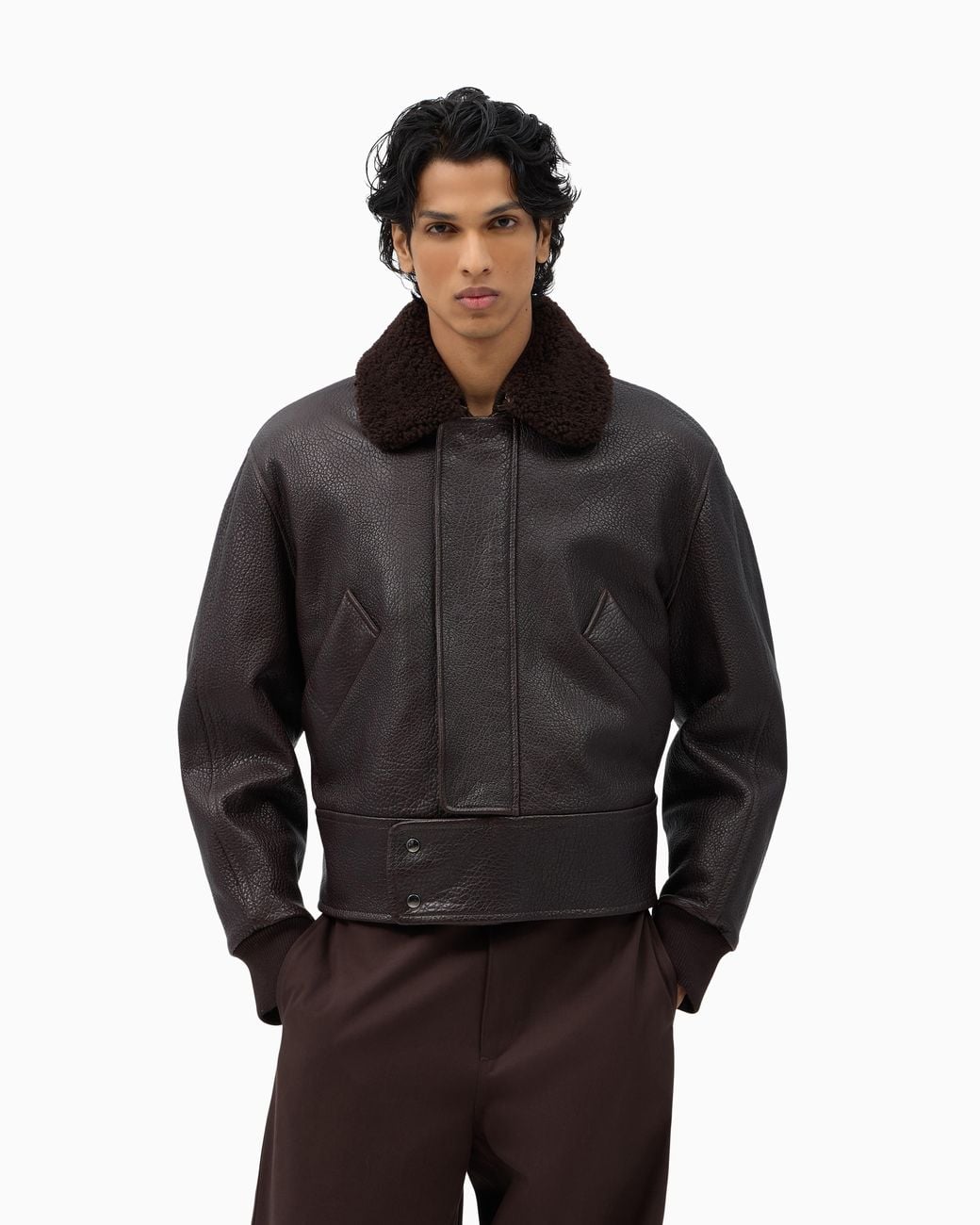 Giorgio Armani Black Leather Jacket X Kith for men