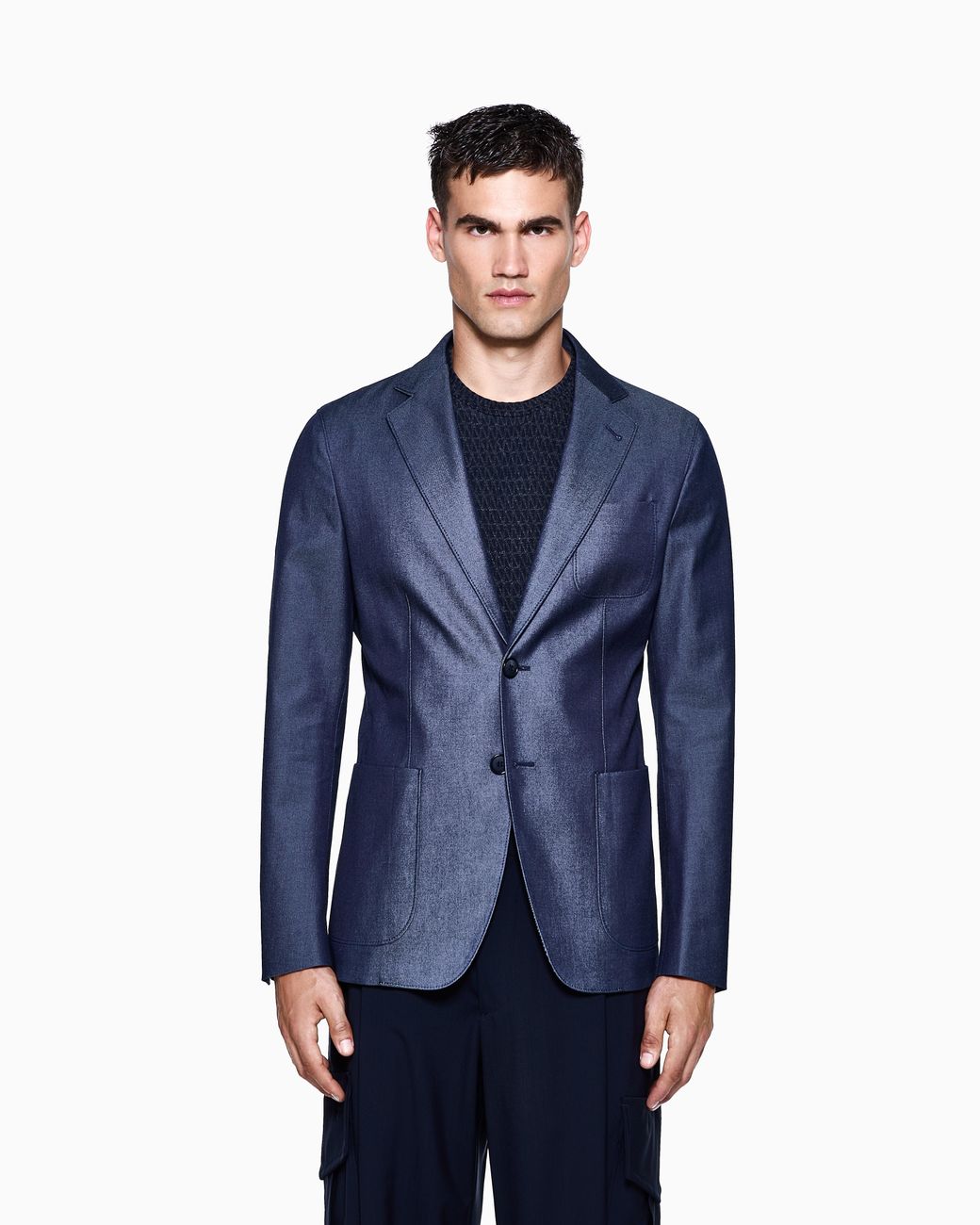 Giorgio Armani Blue Upton Line Single-Breasted Jacket for men