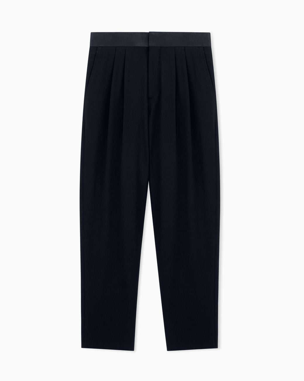 Giorgio Armani Blue Double-Pleat, Wool-Crêpe Trousers for men
