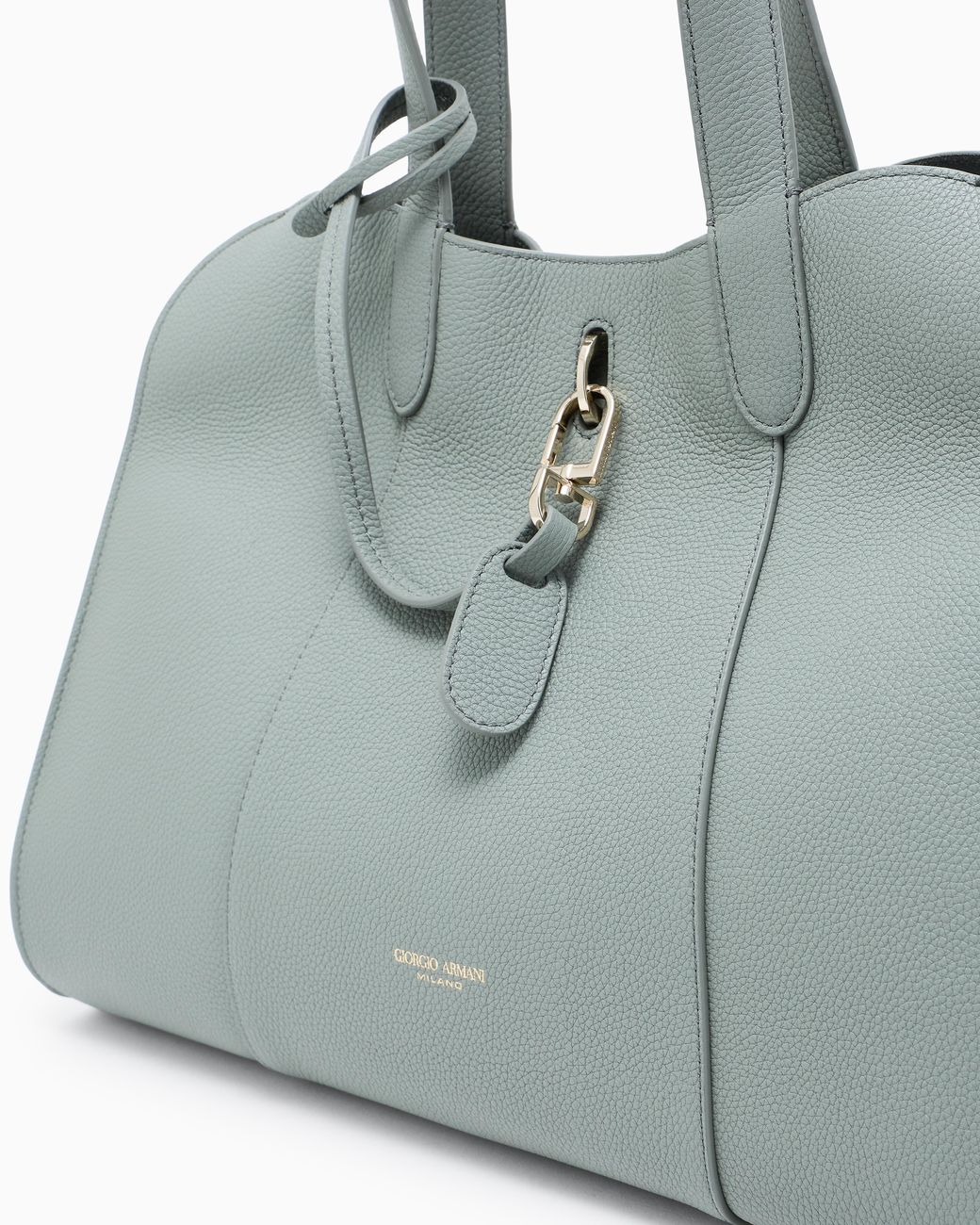 Giorgio Armani Blue Large Pebbled Leather Tote Bag