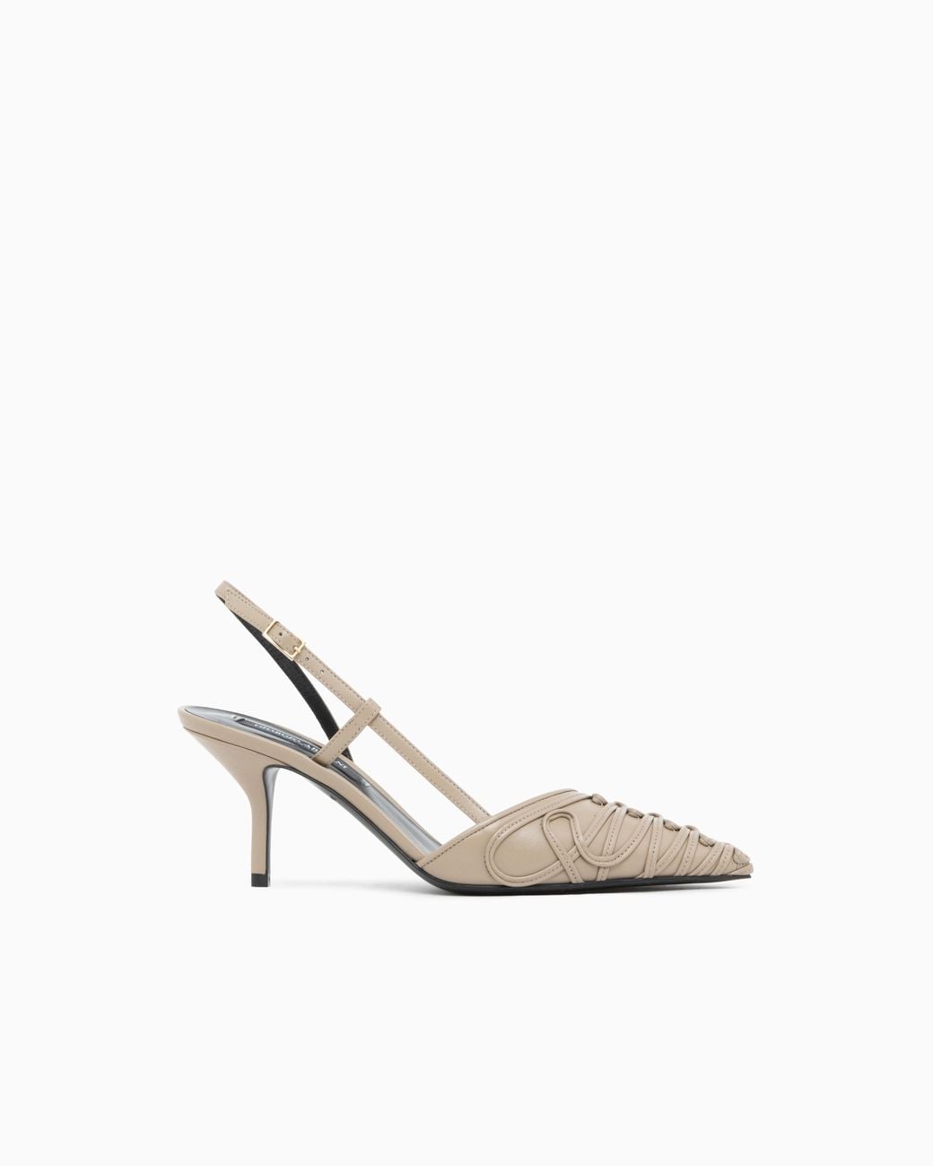 Giorgio Armani White Decollete Shoe With Cornely Details And Leather Upper