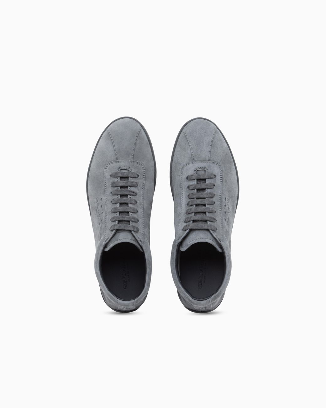 Giorgio Armani White Low-Top Suede Lace-Up Sneakers With Rubber Sole for men