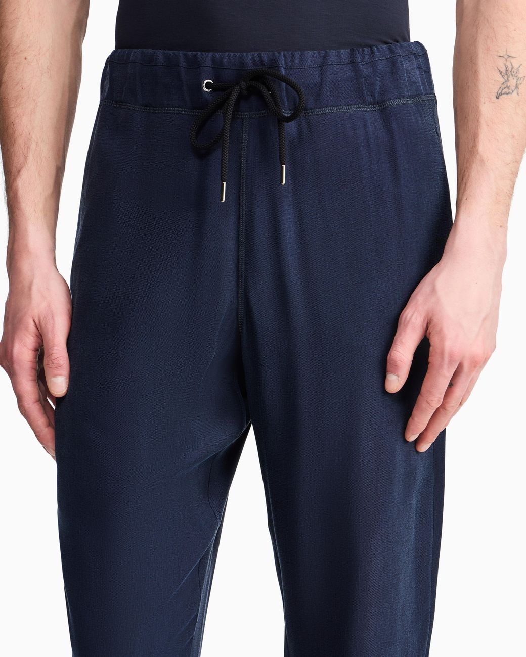 Giorgio Armani Blue Pleated Cupro Trousers With Drawstring Waist for men
