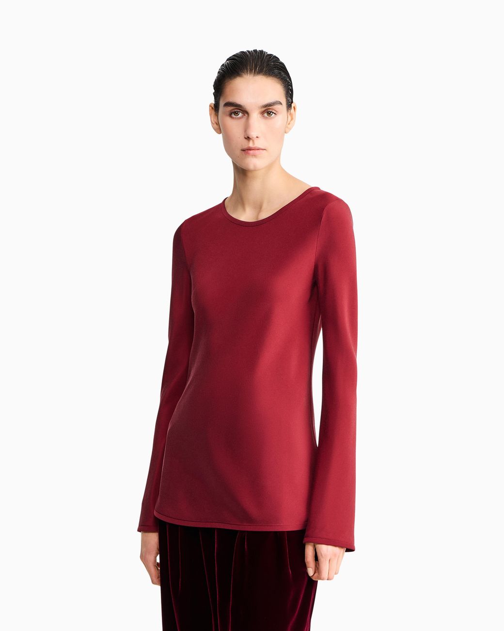 Giorgio Armani Red Slim-Fit Bias-Cut Blouse