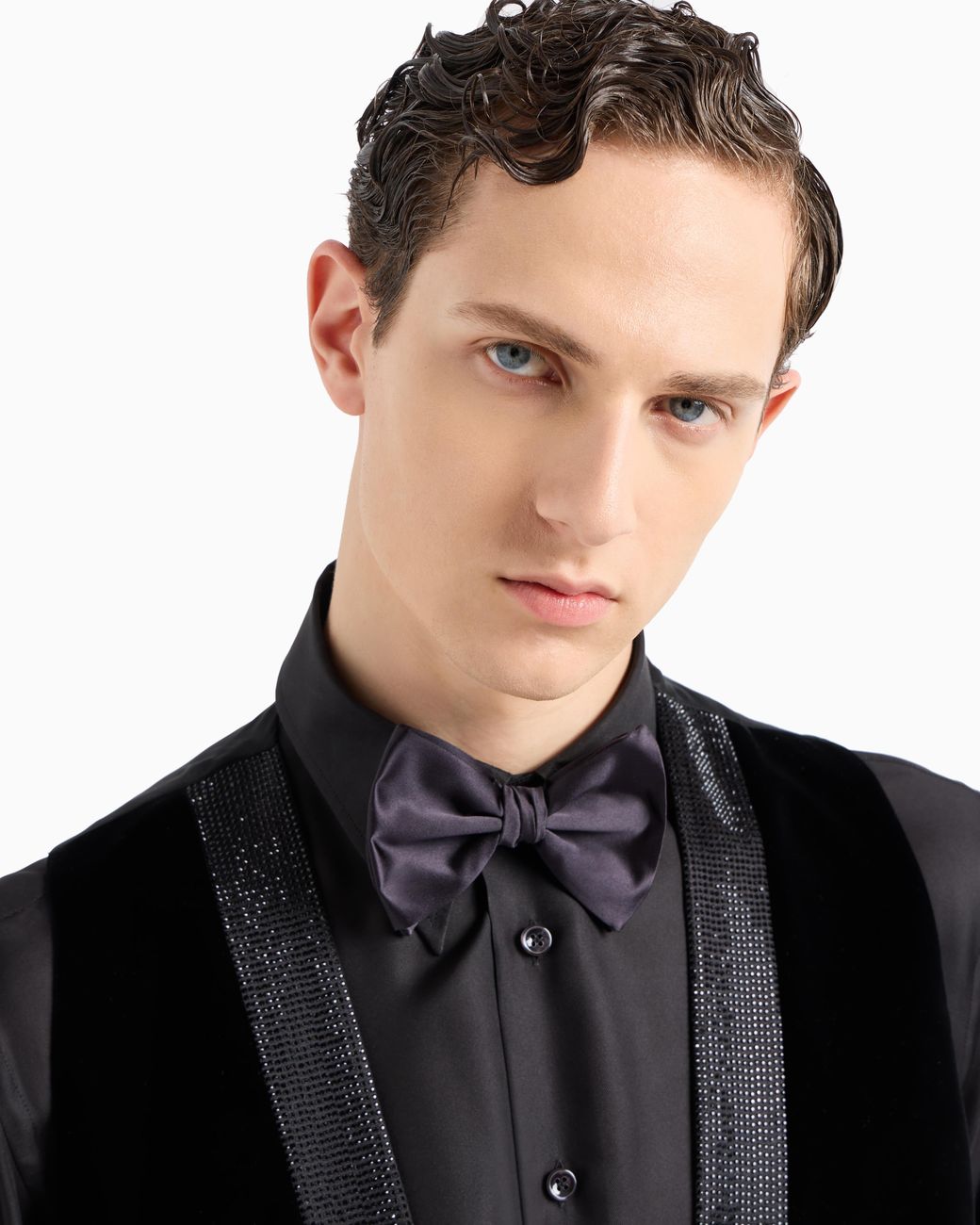Giorgio Armani Black Large, Pure Silk Knotted Bow Tie for men