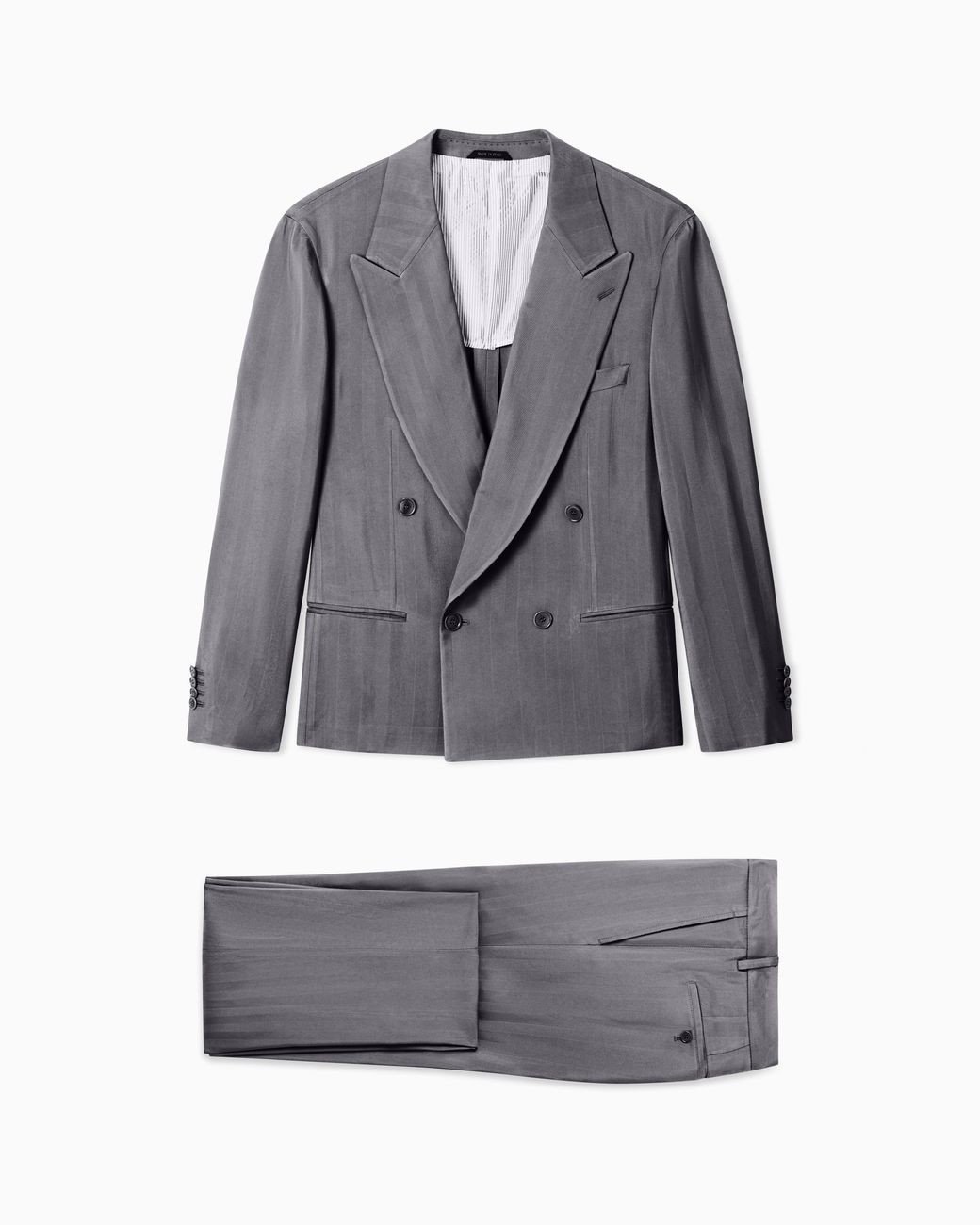 Giorgio Armani Gray Double-Breasted Viscose Suit for men