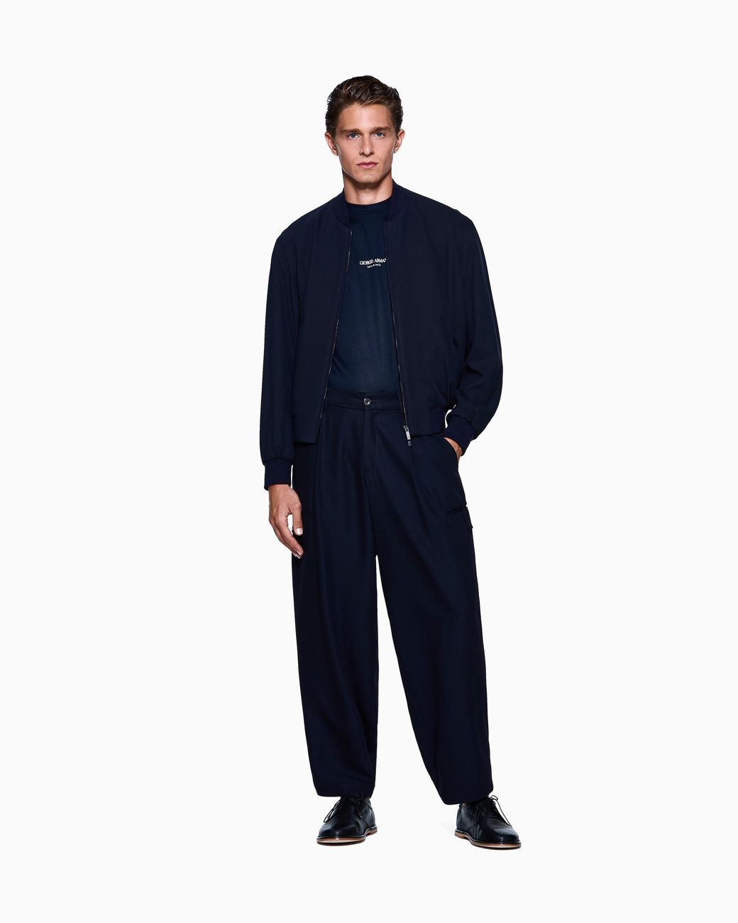 Giorgio Armani Blue Crew Neck T-Shirt for men