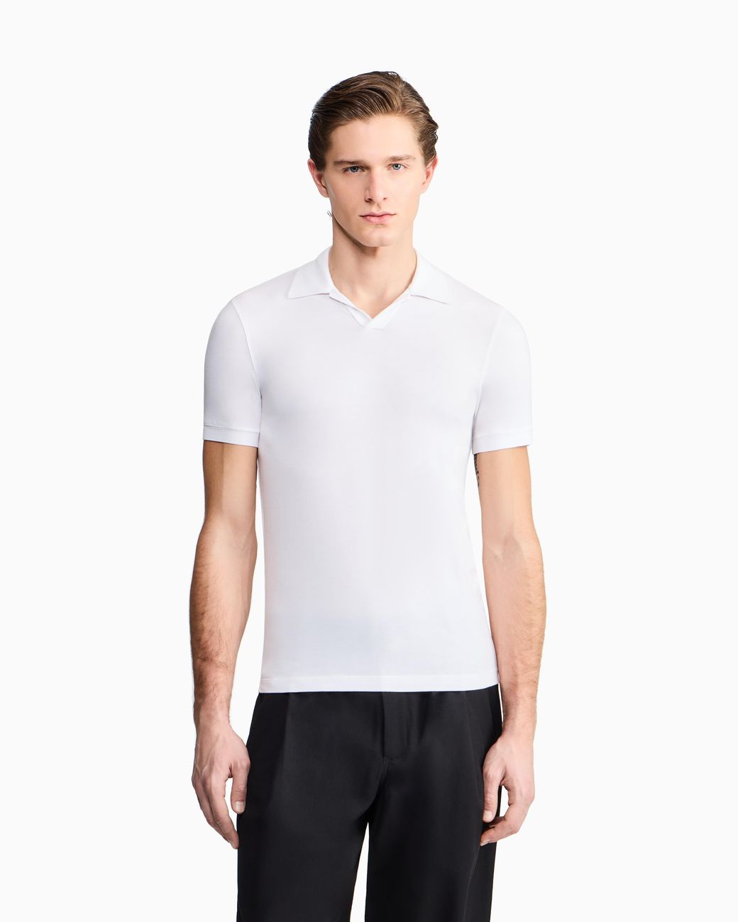 Giorgio Armani White Stretch Polo for men
