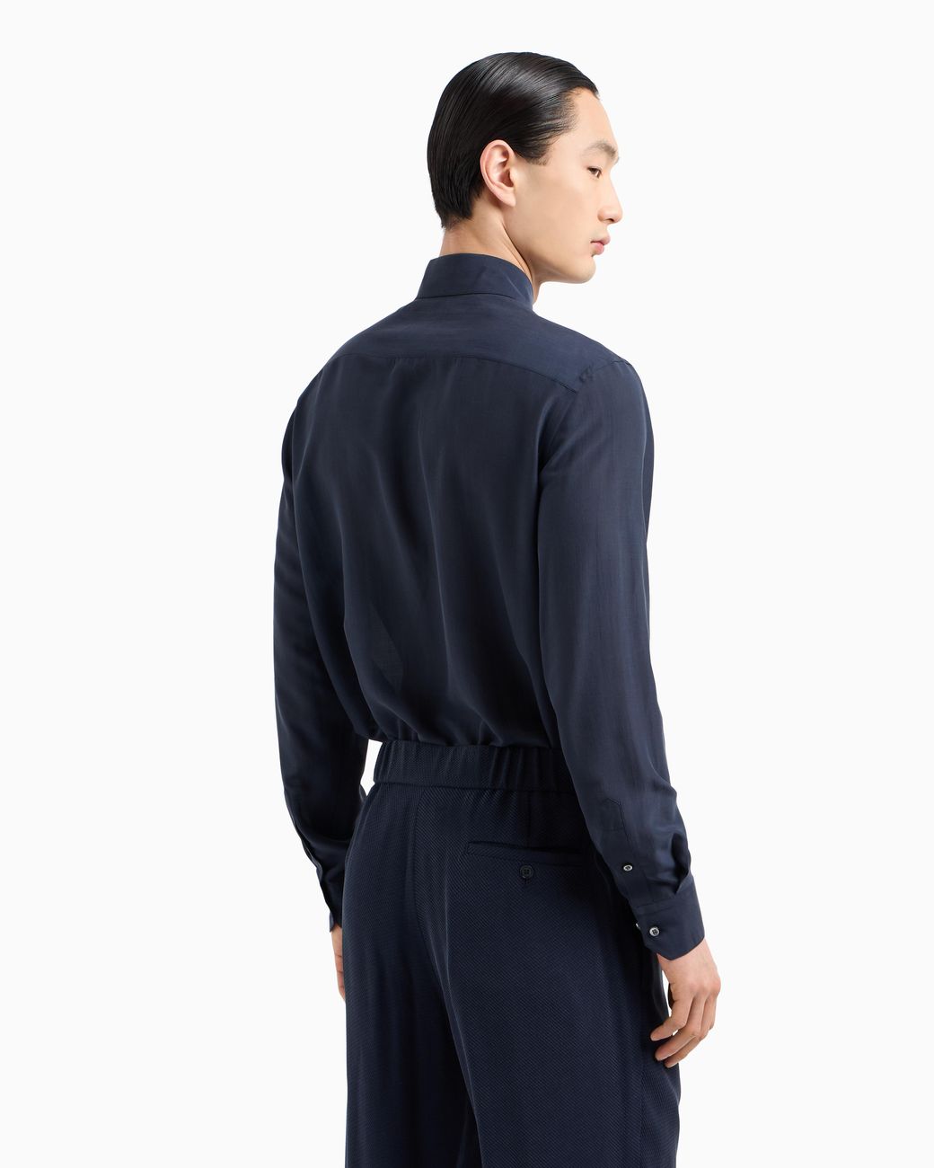 Giorgio Armani Blue Regular-Fit Washed Silk Shirt for men