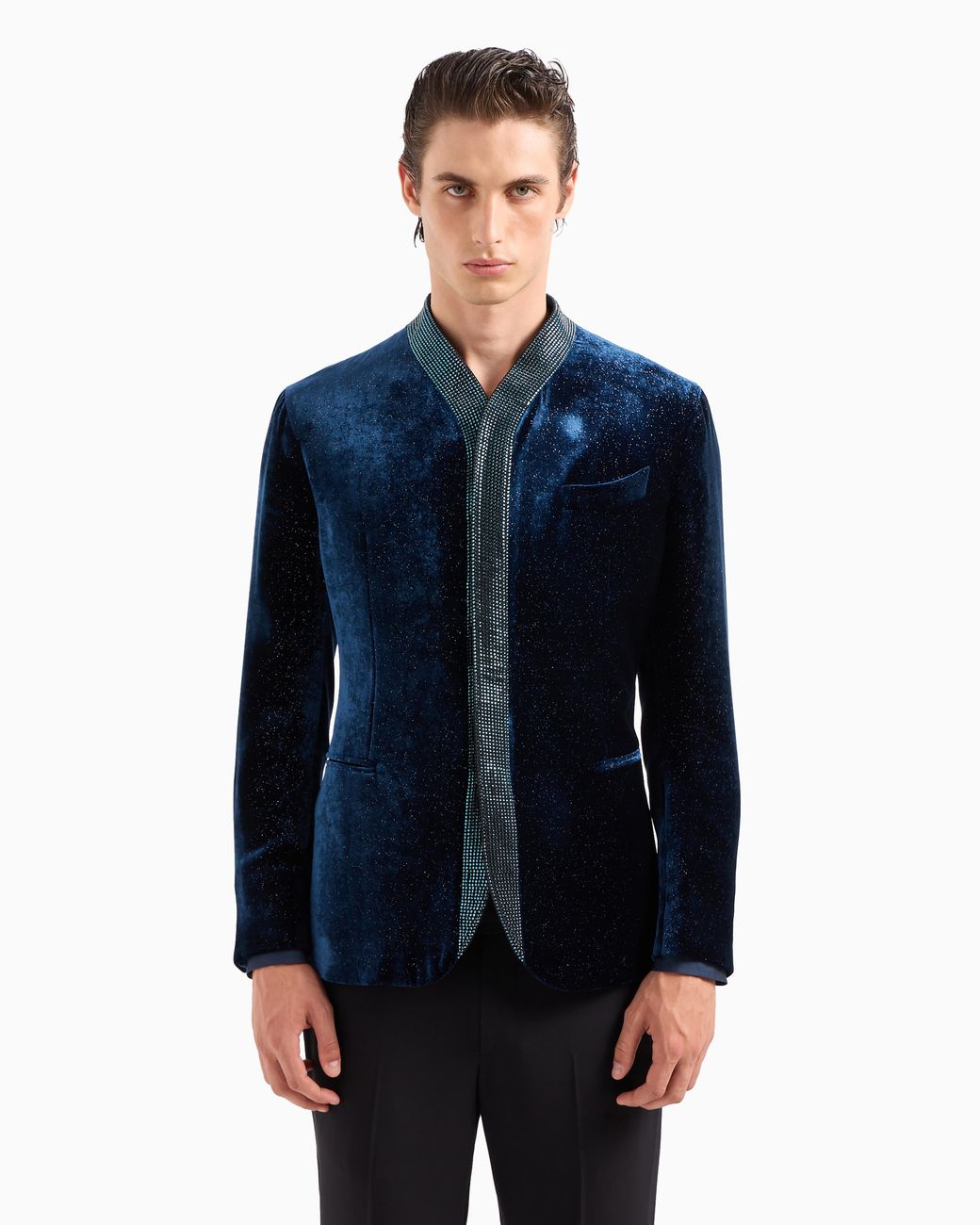 Giorgio Armani Blue Upton Line Single-Breasted Jacket for men