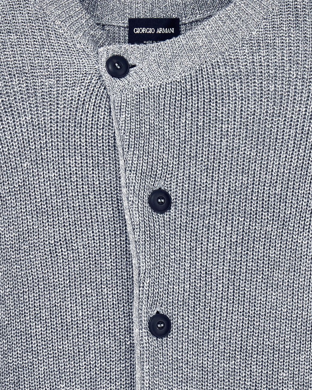 Giorgio Armani Blue Cardigan Regular Fit Ribbed Linen Cotton Cashmere Silk for men