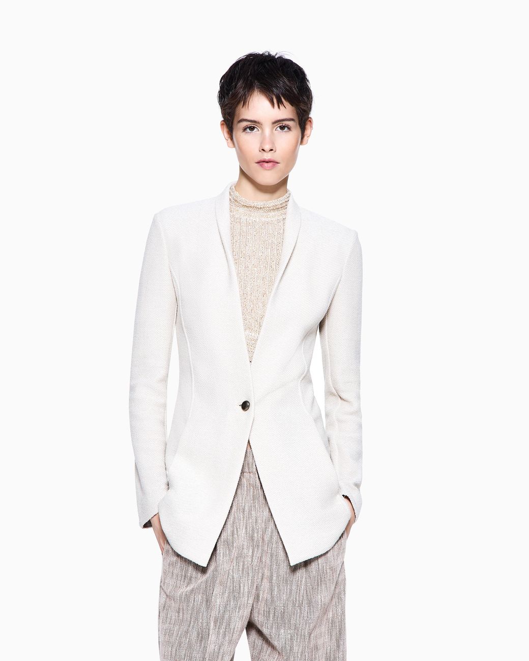 Giorgio Armani White Single-Breasted Jacket