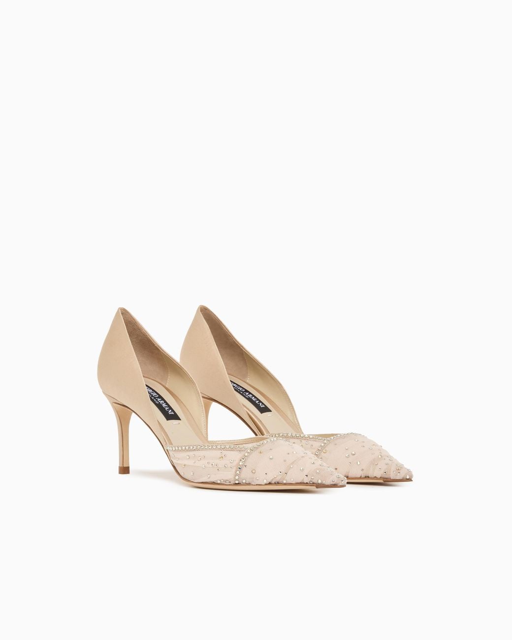 Giorgio Armani White Tulle, Satin And Rhinestone Court Shoes