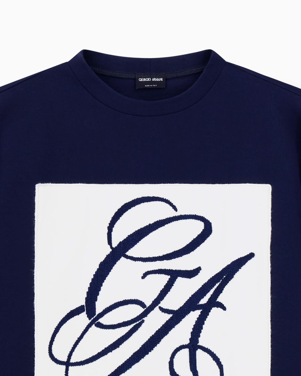 Giorgio Armani Blue Jersey T-Shirt With Oversized Ga Logo for men