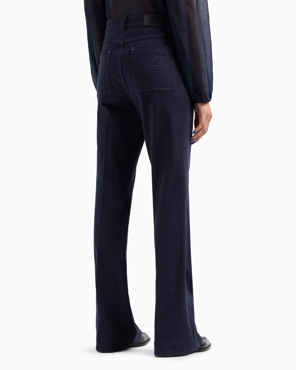 Giorgio Armani Blue Denim Trousers With High Waist And Flared Hem