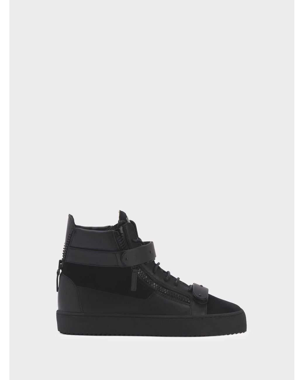 Giuseppe Zanotti Coby Matt Lace-Up Side-Zip Sneakers in Black for