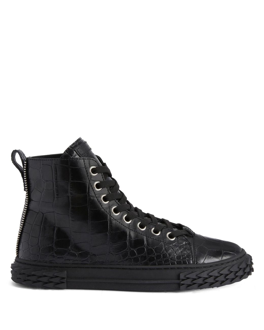 Giuseppe Zanotti Black Blabber Crocodile-Effect Lace-Up Sneakers for men