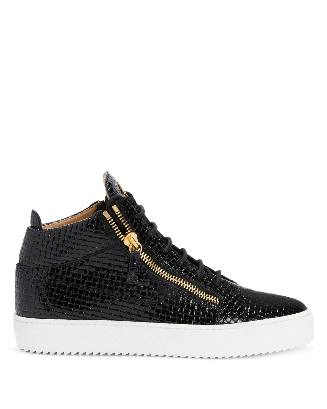 Giuseppe Zanotti Black Kriss Woven-Leather Mid-Top Sneakers for men