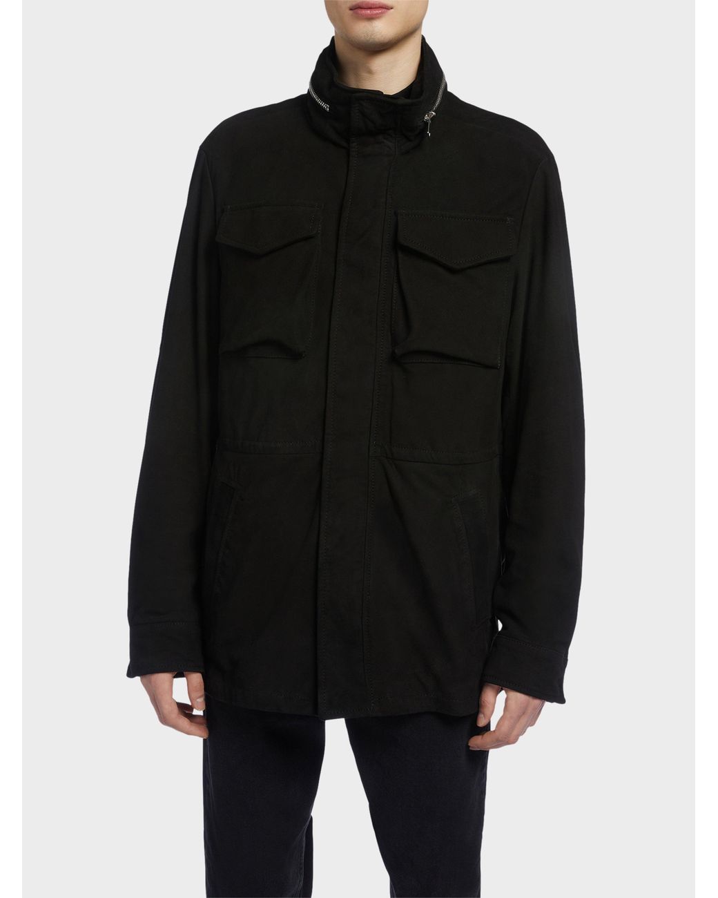 Giuseppe Zanotti Black Sylhas Suede Hooded Jacket for men