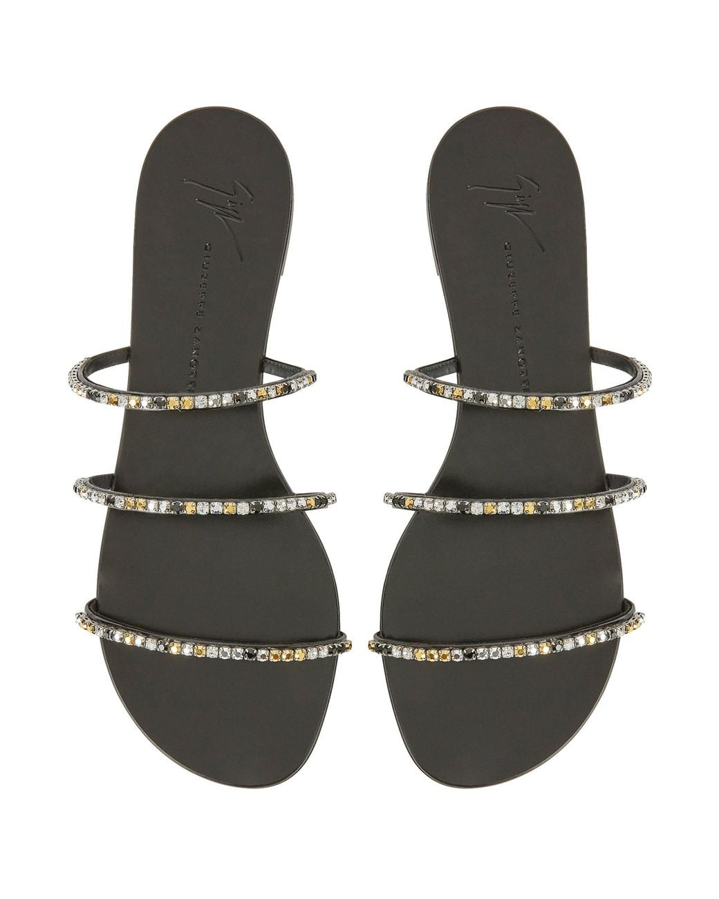 Giuseppe Zanotti White Dark Colorful Flat Sandal
