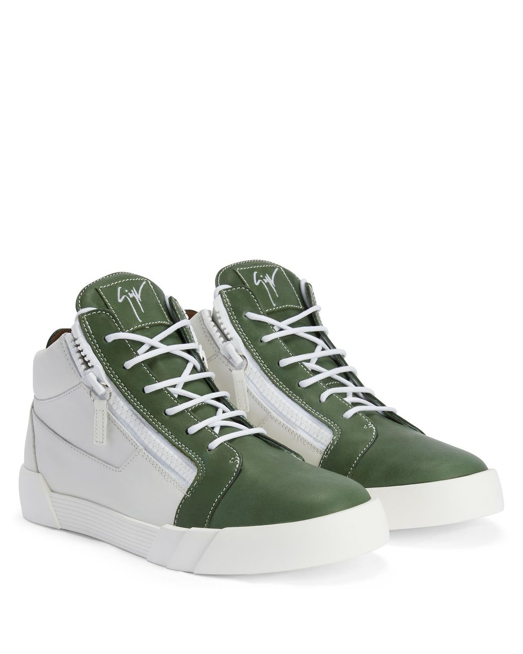 Giuseppe Zanotti Green High-Top Zip-Up Sneakers for men