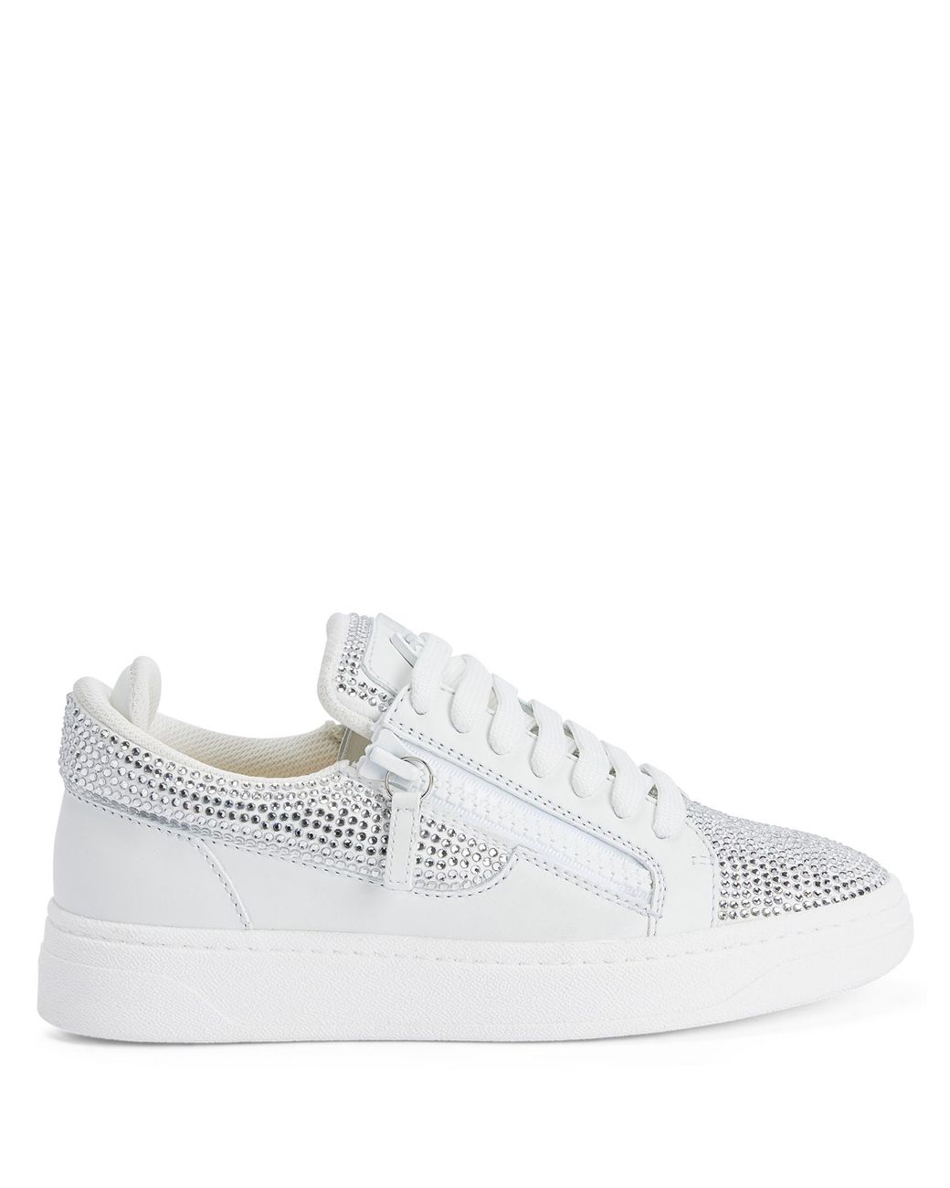 Giuseppe Zanotti White Gz94 Rhinestone-Embellished Leather Sneakers